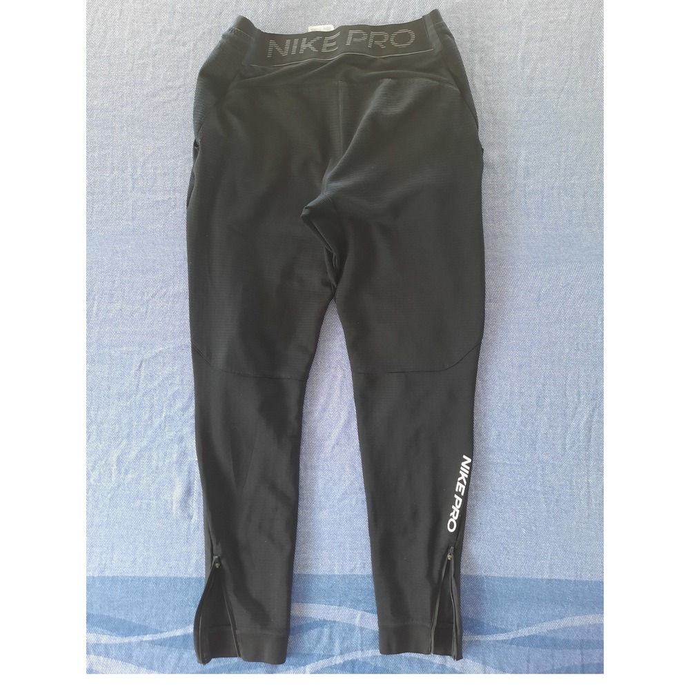 Nike Pro Dri-FIT Men Black Training Zip Ankle Side Pants BV5515-010 Jogger Small